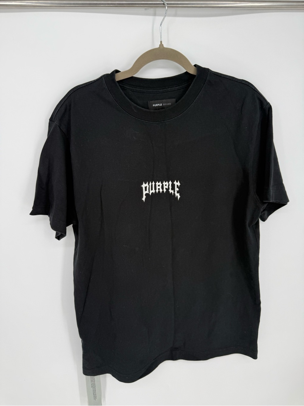 PURPLE BRAND Black Gothic Logo Graphic T-Shirt Size Small